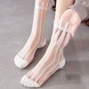 Mesh Transparent For Women Summer Middle Tube Socks Striped Socks Glass Silk Socks Female Hosiery