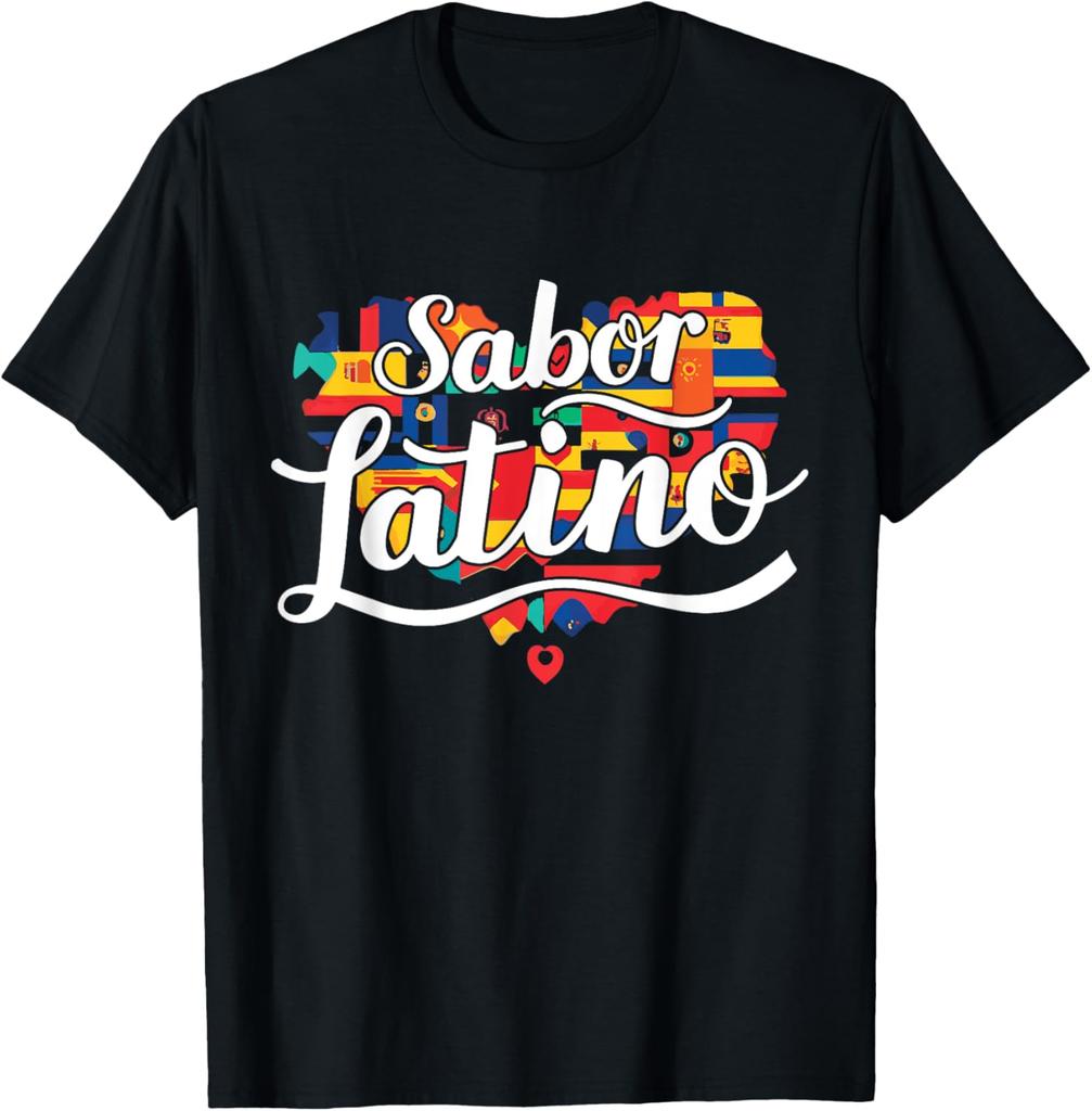 Sabor Latino Latin Flavor Hispanic Heritage T-Shirt Unisex Streetwear Tops Vintage Clothes Cam