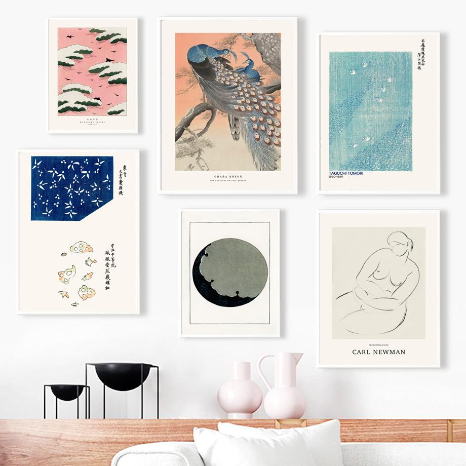 Япония Taguchi Tomoki Watanabe Seitei Wall Art Print Холст Картина Большая волна Луна Скандинавский постер Декор Фотографии для гостиной