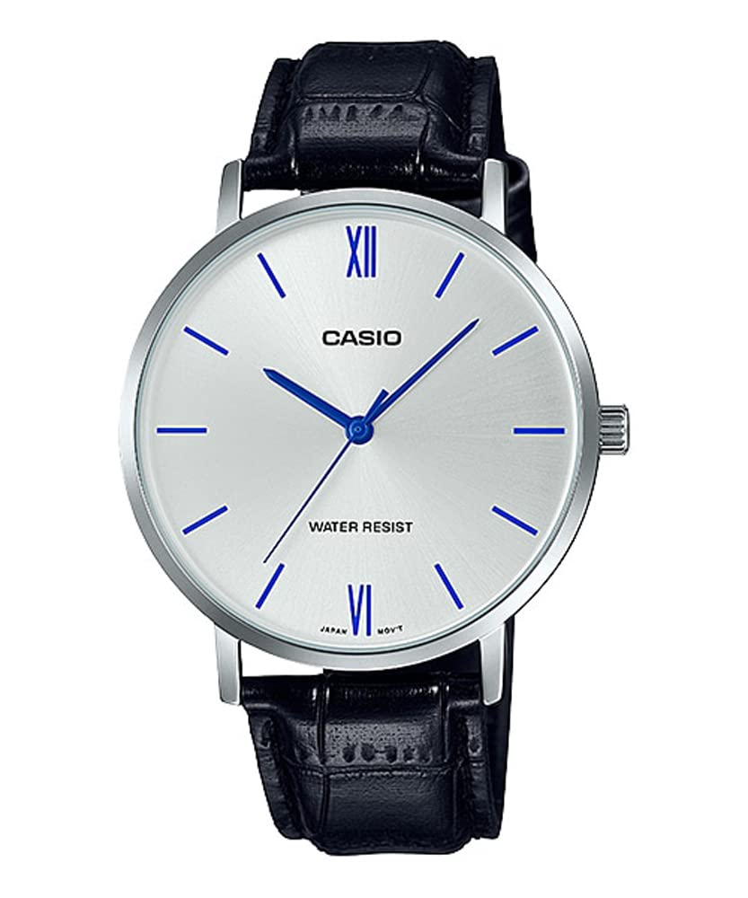 Casio Quartz Watch Silver X Black Leather Band Overseas Model [Casio] Men's MTP-VT01L-7B1 [Item]