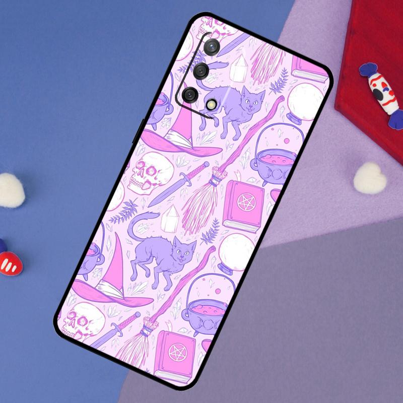 Witch Black Cat Case For OPPO A74 A94 A54 A17 A57 A77 A18 A58 A78 A98 A15 A52 A72 A5 A9 A53S A16 A76 A96