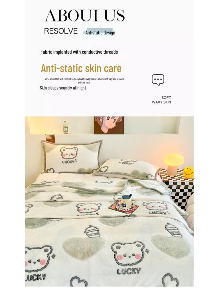 Фланелевое одеяло из кораллового флиса «Снежинка» - Утолщенное, Теплое покрывало для сна в офисе