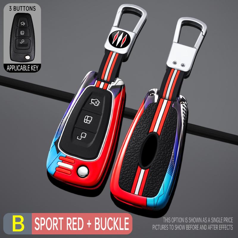 Interior Mouldings Zinc Alloy Car Key Case Cover Protector Shell for Ford Ranger C-Max S-Max Focus Galaxy Mondeo Transit Tourneo