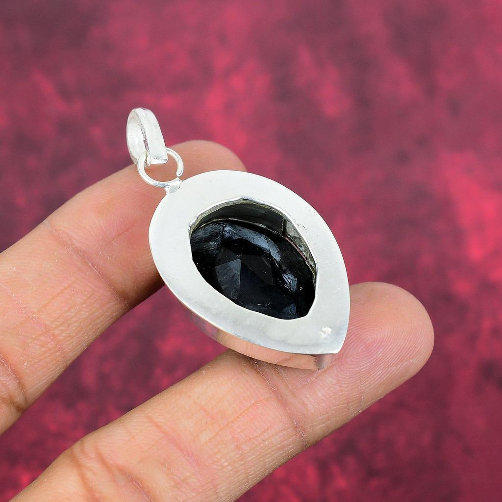 Подвеска из черной шпинели, подвеска из стерлингового серебра 925 пробы, ювелирные изделия ручной работы из драгоценных камней, подарки для жены, совершенно новая подвеска