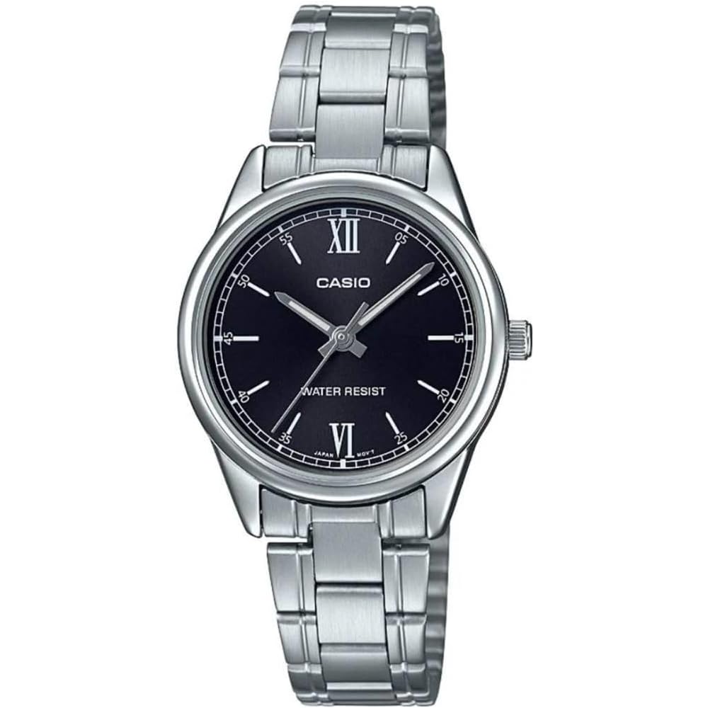 Casio LTP-V005D-1B2 Women's Stainless Steel Analog Dress Watch Roman Black Dial 3-Hand