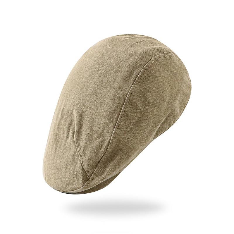Solid-colour British-style creased beret: unisex retro, artsy, washed and distressed baseball cap