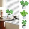1 шт. Имитация цветка Ins Style Garden Finished Home Decoration Ручная работа, украшение стола, вязаное растение в горшке, клевер с четырьмя листьями