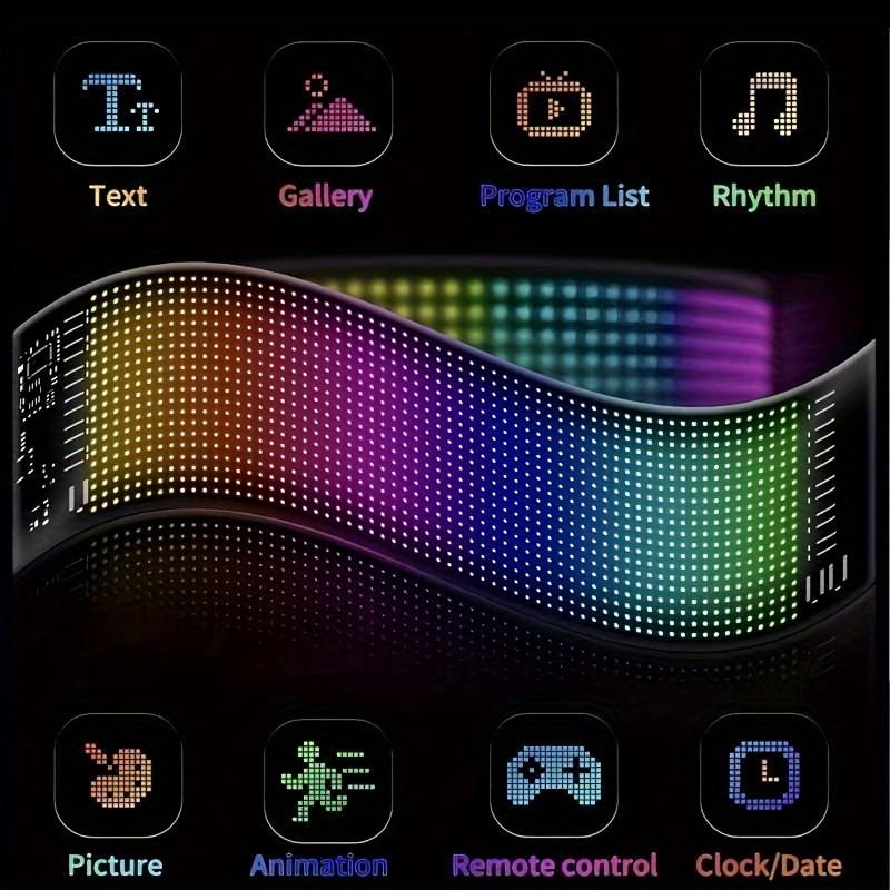 Светодиодный пиксельный дисплей, программируемый светодиодный экран, ночник, управление через приложение, окно с отложенной анимацией текстового шаблона