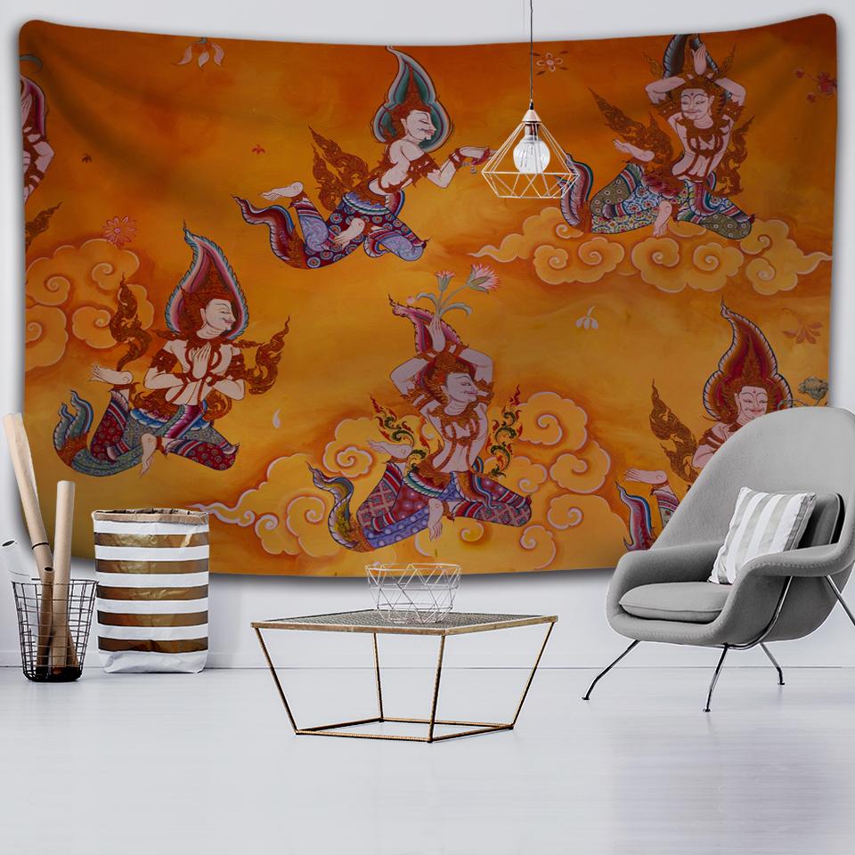 Индийская статуя Будды, древний буддийский гобелен, гостиная, спальня, настенная медитация, психоделическая йога, настенный подвес в богемном стиле