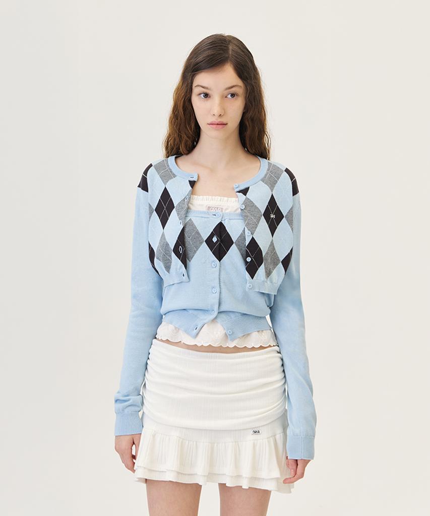 GROVE Veni Argyle Tube Top (Light Blue)
