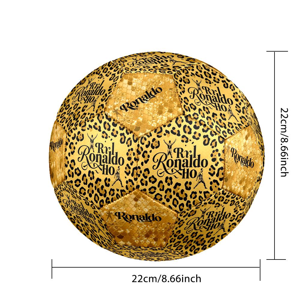 Ronaldo's Golden Marble Texture Soccer Ball Size 5 Football Machine Sewn Indoor/Outdoor Training and Matches Ideal for Soccer Enthusiasts