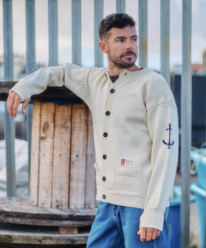Guernsey Woollens Fisherman Whole Garment Cardigan - Aran
