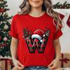 Christmas Alphabet Printed TShirt for Unisex Unisex Fashion Trendy Funny Casual Tops Santa Hat Reindeer Graphic Tshirt T Shirt