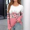 Women's  And Winter Slim Bottom T-shirt Fashion Casual Gradient Printing Round Neck Pullover Long Sleeve Top