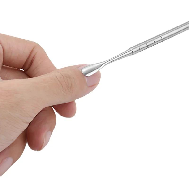 New Double-ended Nail Beveled Head Cuticle Pusher Remover Stainless Steel Cuticle Remover Manicure Sticks Nail Care Cleaner Tool
