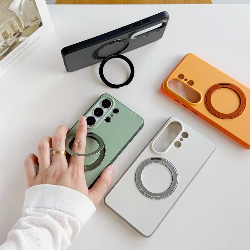 Shockproof Matte Phone Case With Rotating Stand Magnetic S26 Ultra S25 S24 S23