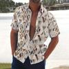 Men's Summer New Loose Print Short Sleeve Shirt Cardigan Beach Shirt