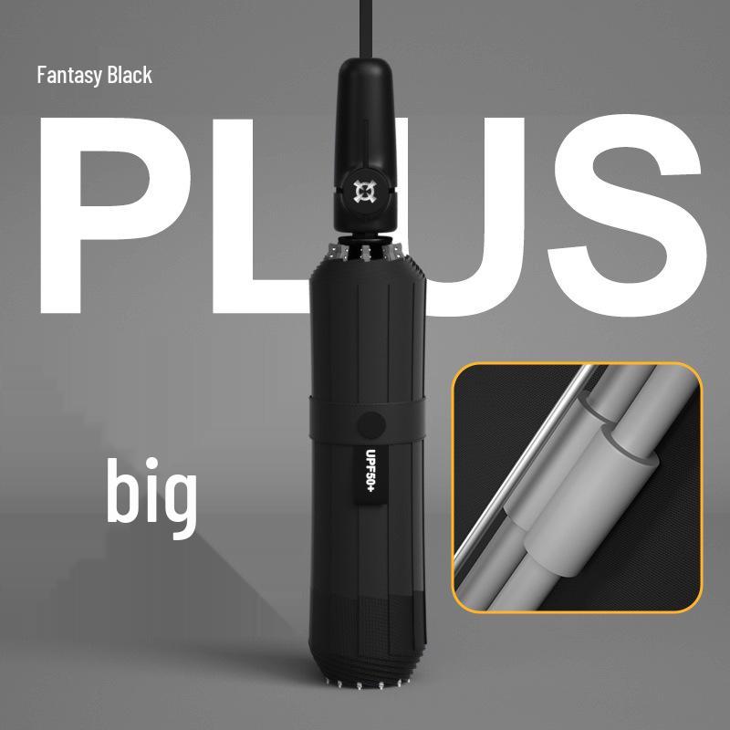 Очень большой ветрозащитный штормовой зонт с несколькими спицами и защитой от солнца, покрытие из черного клея, для дождя или солнца, складной для мужчин и женщин