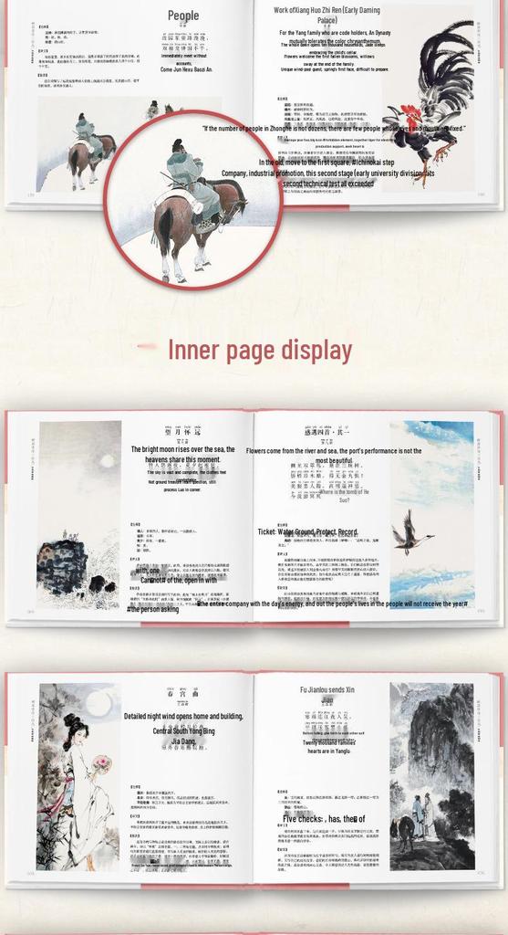 Hardcover 2-Volume Set: Illustrated Tang Poems & Song Ci with Pinyin for Grade 1-2 Students