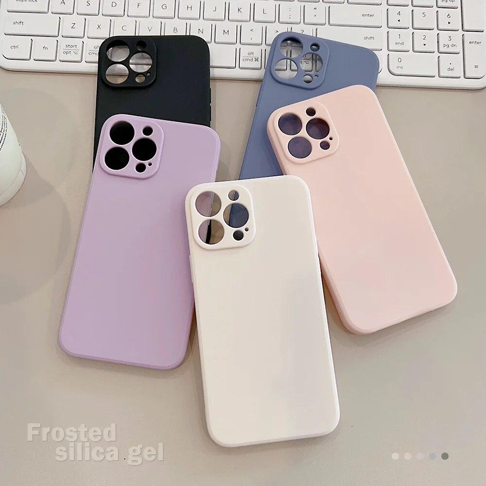 Мягкий однотонный силиконовый матовый чехол для телефона iPhone 15 14 13 12 11 Pro Max X XS Max XR 8 7 Plus, мини-противоударный чехол-бампер