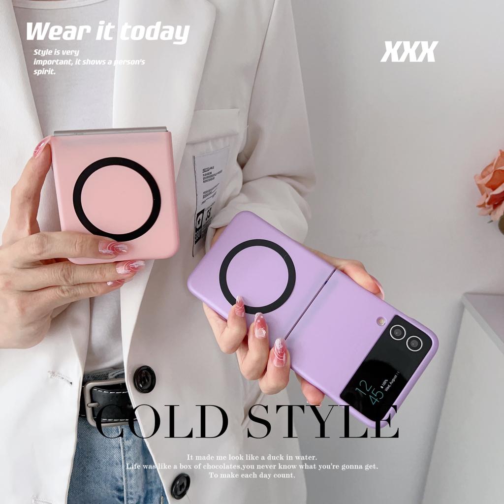 For Samsung Galaxy Z Filp 4 3 Magsafe Case Magnetic Wireless Charging Ultra -Thin Skin Friendly Matte Silicone Shockproof Cover