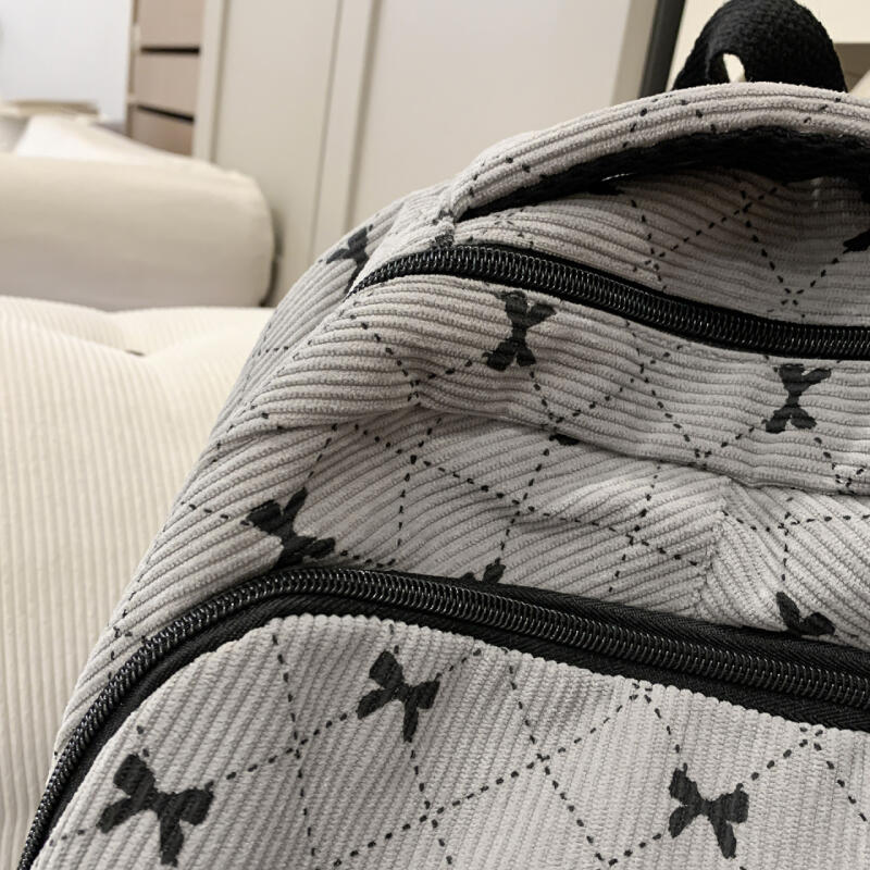 Рюкзак Вельветовый Школьный Рюкзак С Принтом Бантов Легкий Вместительный Дорожный Рюкзак