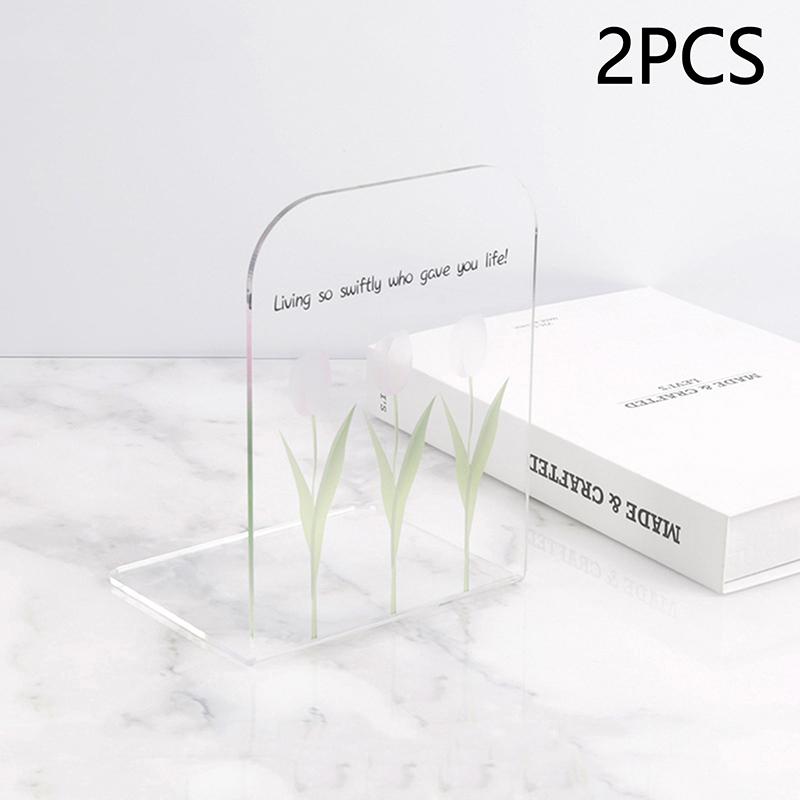 1 Pair Clear Acrylic Bookends Non-Skid Book End For School Library And Desktop Organizer, Acrylic Book Ends For Book Shelves
