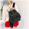 High Quality Korean Style Retro Backpacks Drawstring Design Flat Stripe Bookbags Large Capacity Soft Tote Bags Unisex