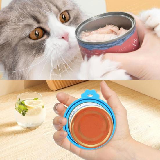 Pet Food Can Lid 3-in-1 Silicone Can Cover One Lid Fits