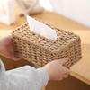 Large Capacity Woven Tissue Box Imitation Rattan Tissue Storage Organizer  Dining-table