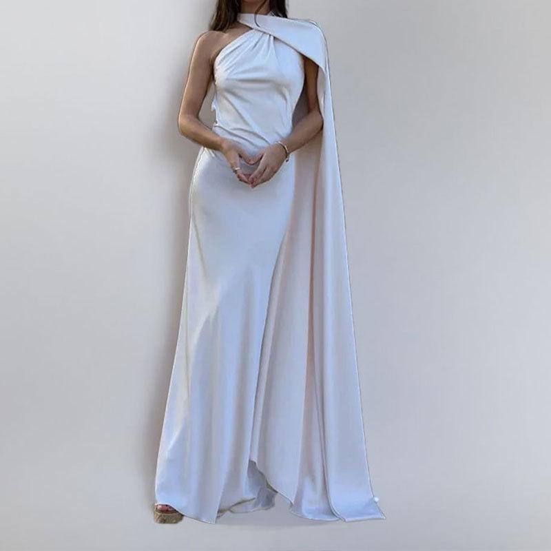 Стиль Женская летняя новая длинная юбка Темпераментная юбка с воланом на шее Платье в стиле знаменитости