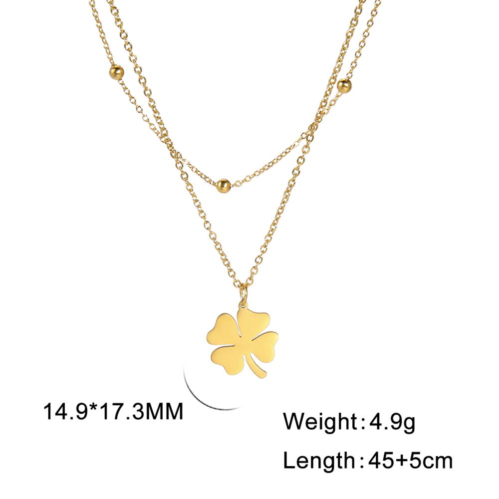 Cazador 2026 Lucky Clover Pendant Necklace Stainless Steel Gold Color Double Layer Chain Necklaces for Women Jewelry Gift