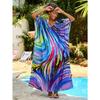 Плюс Размер Женщин Новый Принт Пляжный Свободный Платье Праздничный Бикини Накидка