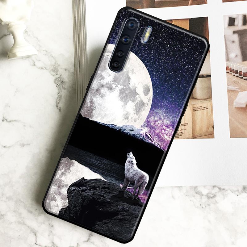 Moon Roaring Wolf Case For Oppo A18 A38 A58 A78 A98 A40 A60 A80 A16 A76 A96 A15 A17 A77 A74 A94 A54 A57S Cover