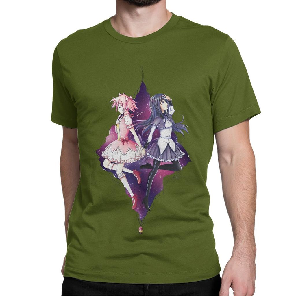 Мадока и Хомура Puella Magi Madoka Magica Мужская женская футболка Аниме Юмористические футболки Футболка 100% хлопок Принтованная одежда
