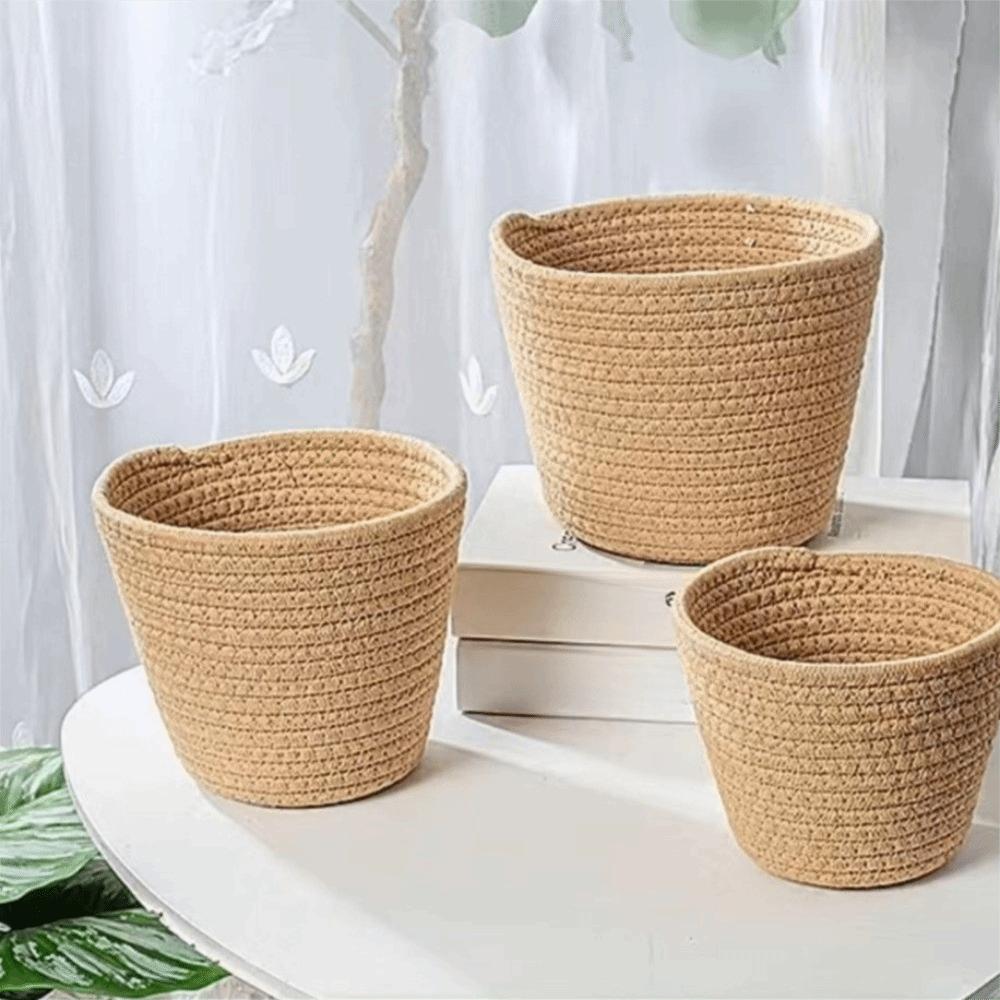 Modern Cotton Rope Woven Basket Nordic Style Woven Flowerpot Storage Basket Garden Use