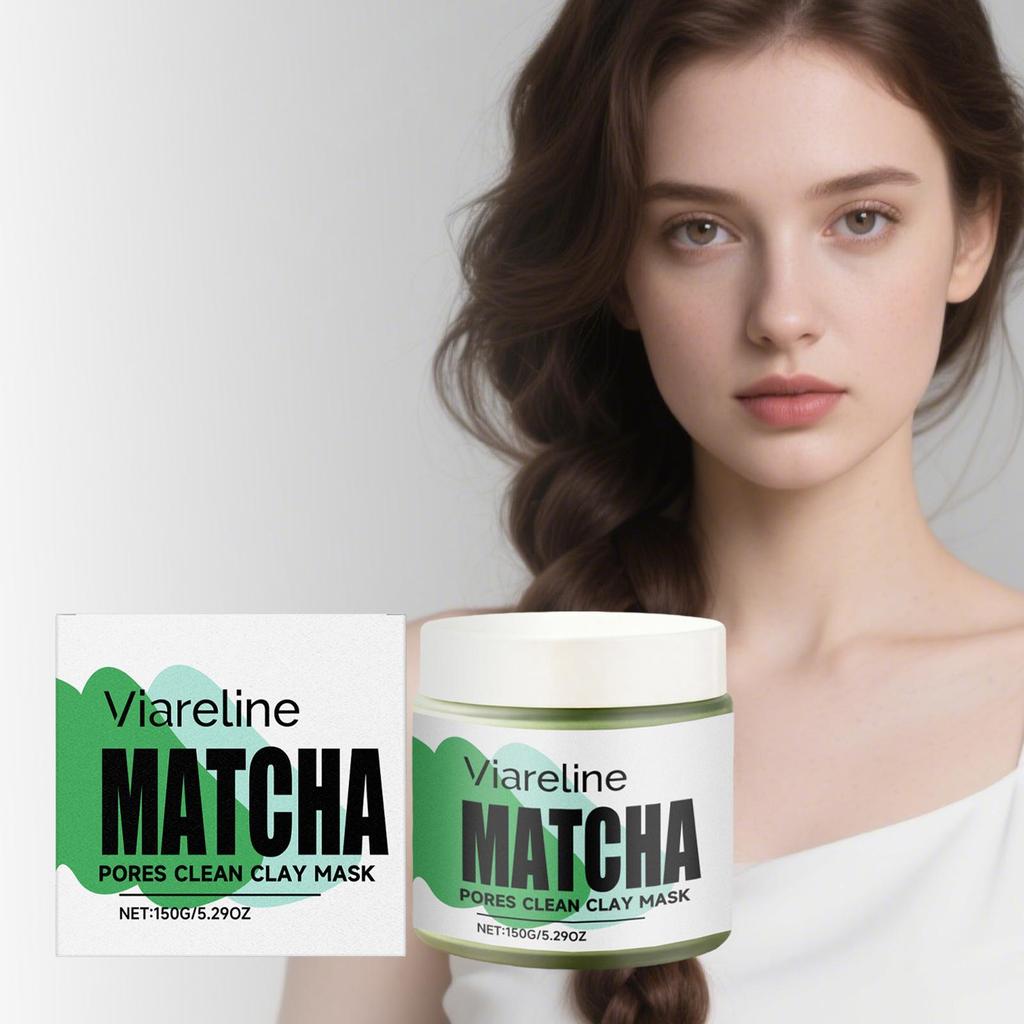 VIARELINE Маска-грязь для лица с матчей, мягкое очищение пор и увлажнение