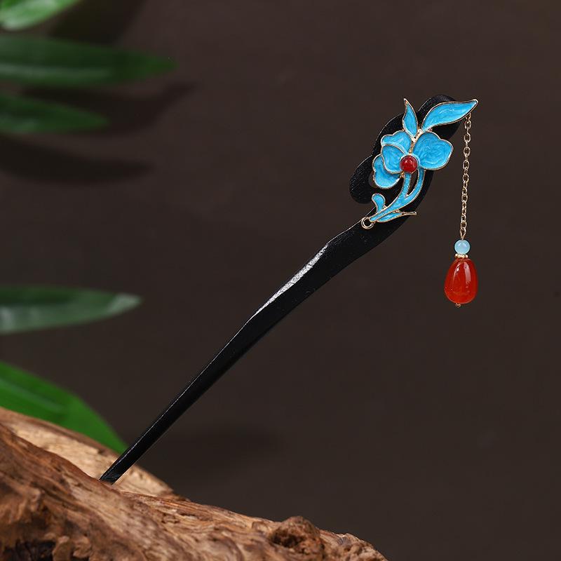 Заколка для волос с кисточкой из искусственного черного дерева в старинном стиле - аксессуар ханьфу для женщин