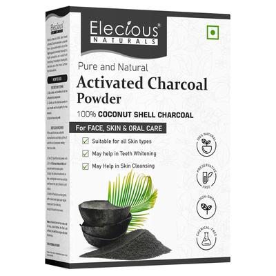 Elecious Naturals Активированный уголь в порошке Идеально подходит для лица и кожи Удаляет омертвевшие клетки, загрязнения и детоксифицирует кожу Кокосовый уголь в порошке 200 г