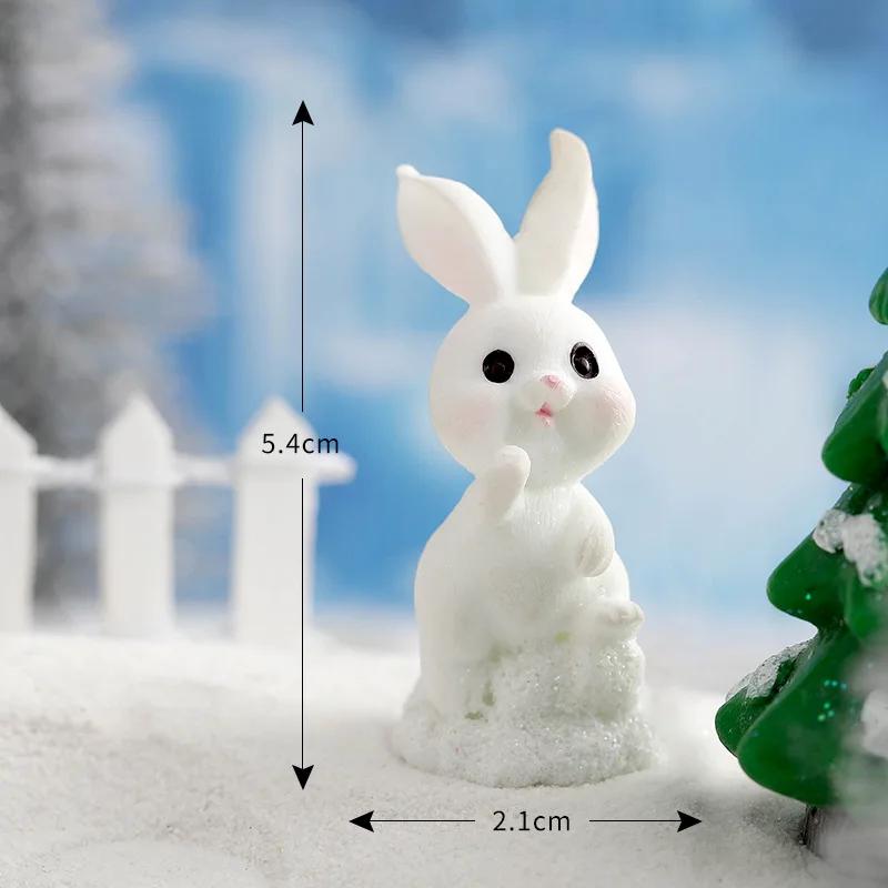 Cute Rabbit Bunny Ornament Resin Home Mini Bunny Miniature Figurines Miniature Landscape Decoration Home Easter Decoration