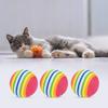 Мяч для котенка цвета радуги, однотонный надувной, без запаха, устойчивый к укусам, игровая игрушка для занятий в помещении, пенопласт EVA, игрушечный мяч для кошек, аксессуар для домашних животных