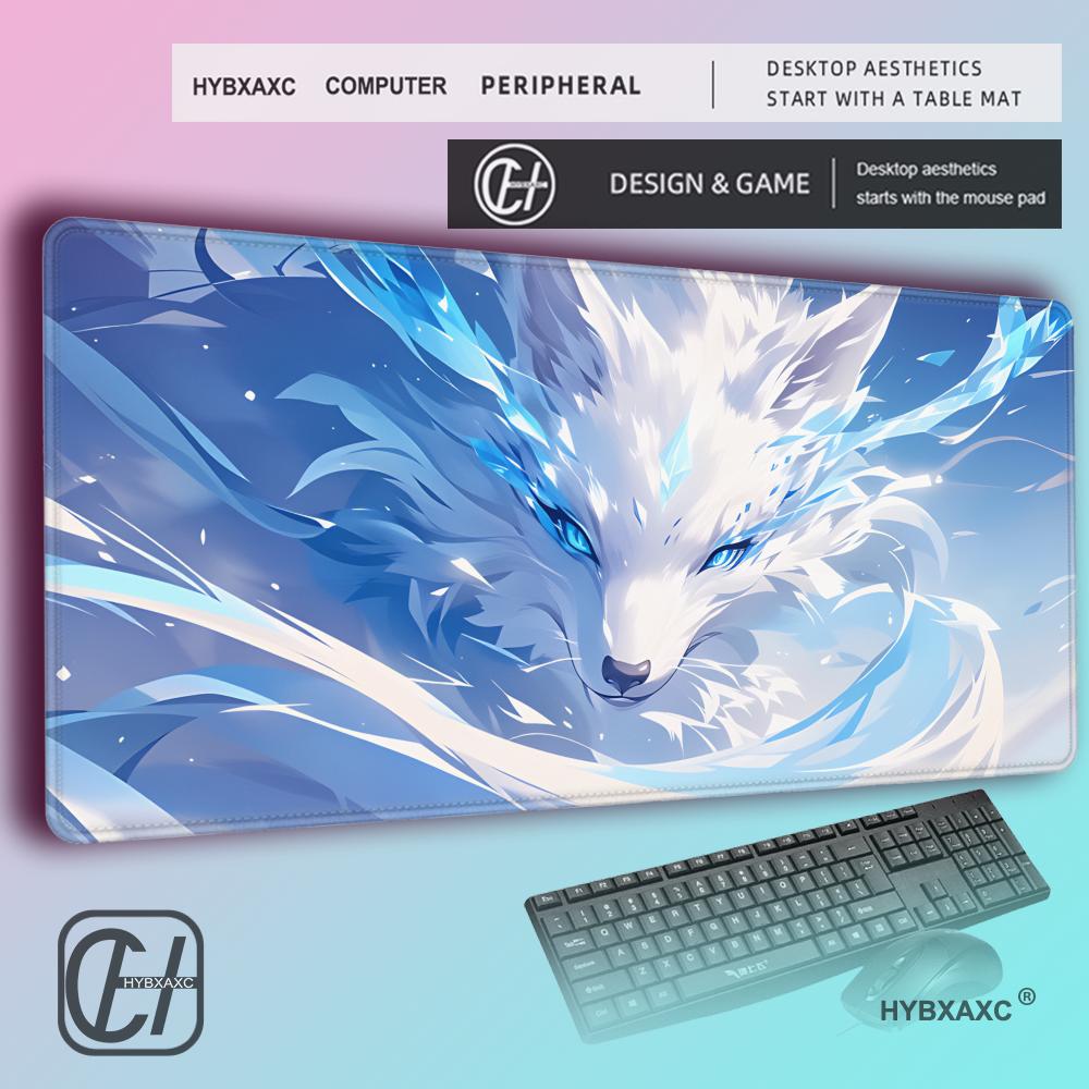 HYBXAXC Коврик для мыши Аниме Лиса Геймер Розовый Фиолетовый Звезда Большой Игровой Коврик для Мыши Настольные Аксессуары Нескользящий Коврик для Мыши Кавайный Настольный Коврик