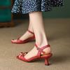 Мода 2025 Летние сандалии Женская обувь С открытым носком Тонкий каблук Женские сандалии Сплит-кожа Квадратный носок Обувь для женщин Высокие каблуки Ручная работа