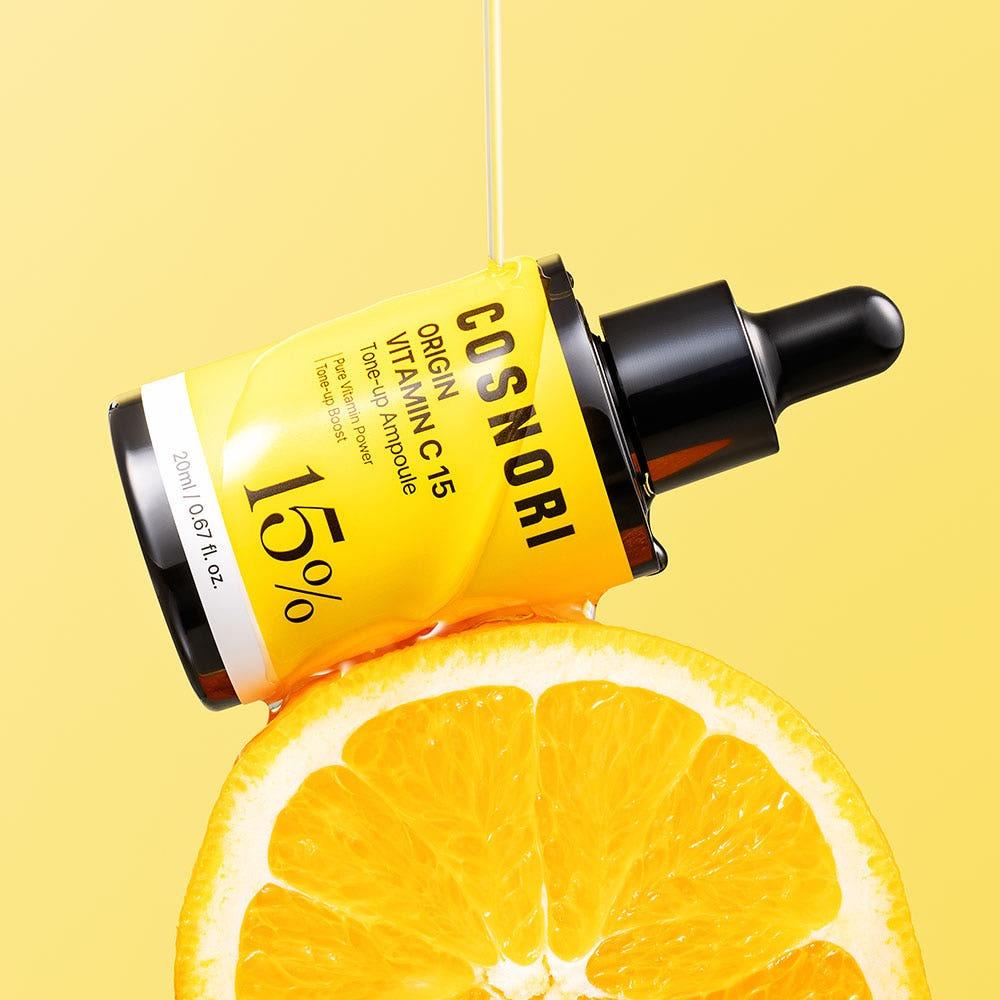 COSNORI Origin Vitamin C 15 Tone Up Ampoule Brightening Glow 20ml Radiance Facial Serum