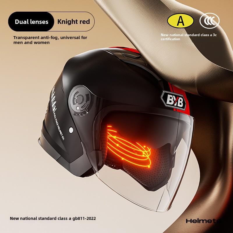 Мотоциклетный шлем с защитой от запотевания, сертифицированный по классу A 3C — на все времена года, с двойной линзой, универсальная посадка