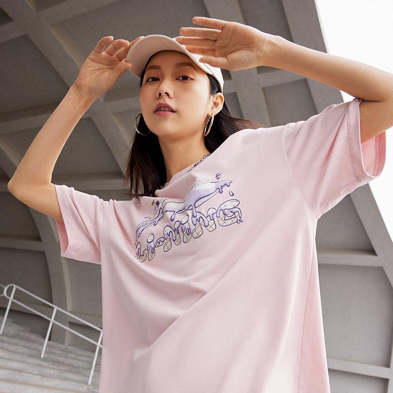 Li Ning Sports Fashion Series Dopamine High Street American Retro Logo Print Embroidered Soft Comfortable Nice Skin Short Sleeve Football AHSU744-2