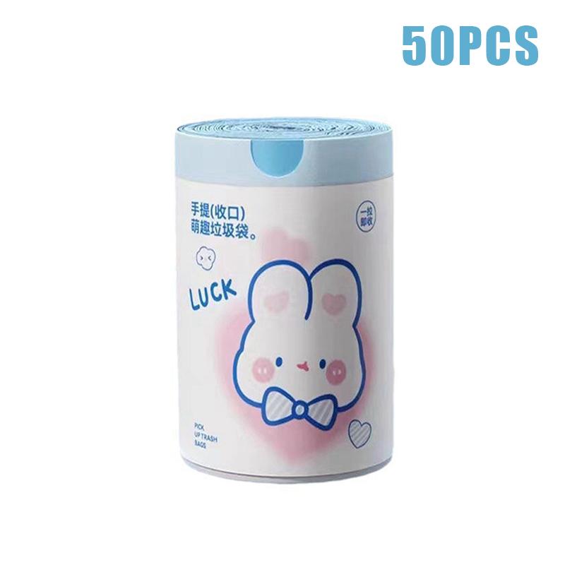 50 Or 100Pcs/Roll Trash Bags Drawstring Bag Small Garbage Bags Cartoon Rabbit Pattern Household Kitchen Bathroom Trash Bags