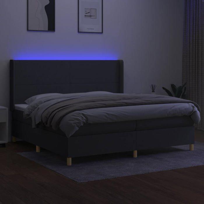 Maison Exclusive - Sommier à lattes de lit matelas LED Gris foncé 200x200 cm Tissu