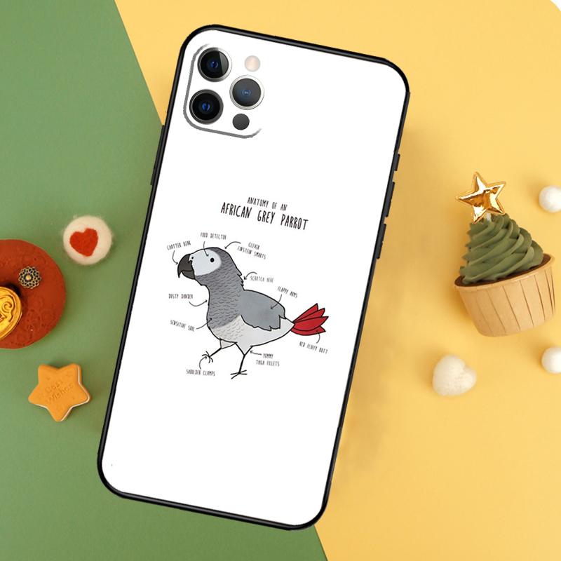 African Grey Parrot Phone Case For iPhone 17 16 14 13 12 11 15 Pro Max 12 13 Mini 16E 17 Air Shockproof Cover