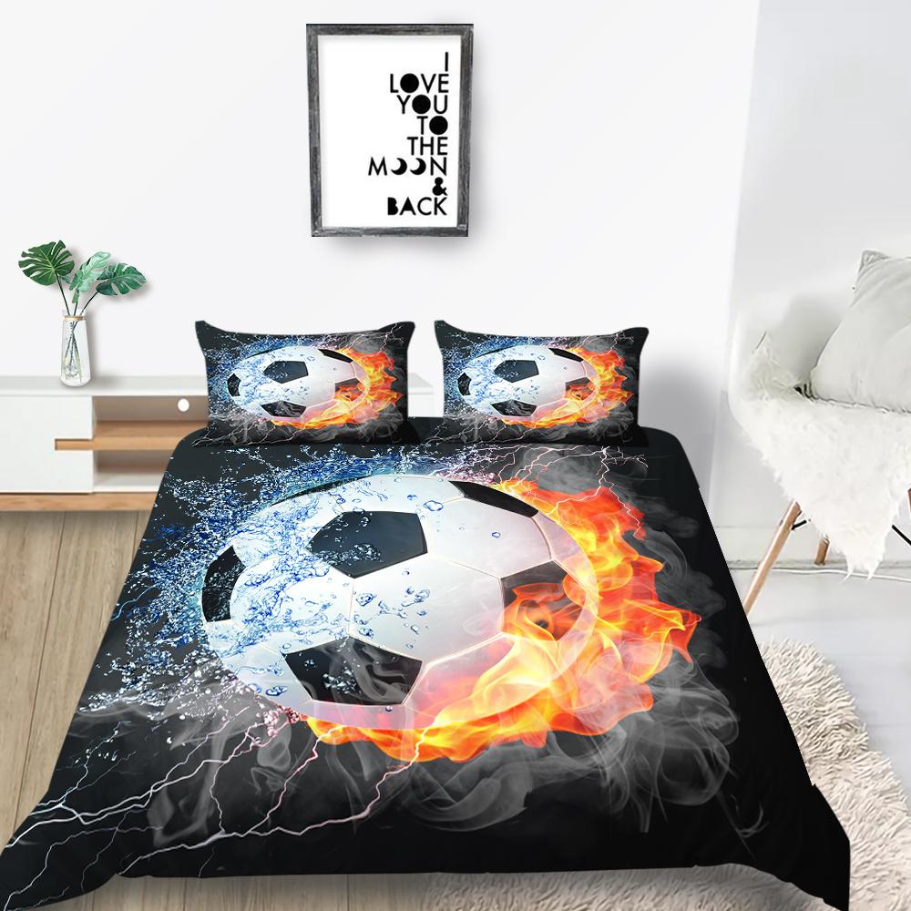 Комплект постельного белья с 3D-футболом, спортивный пуховый пододеяльник, наволочки 2/3 шт., для мальчиков и подростков, комната для спортсменов, мягкий домашний текстиль, пододеяльник с Кубком мира